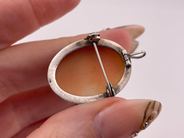 800 silver cameo shell pendant brooch