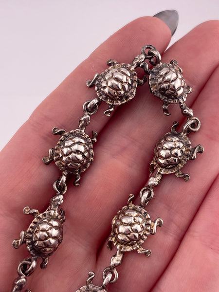 sterling silver 7-1/2" turtle link bracelet