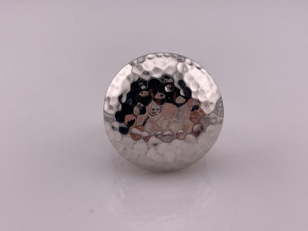 size 8.25 rhodium plated sterling silver chunky stoneless hammered circle scroll cut-out ring