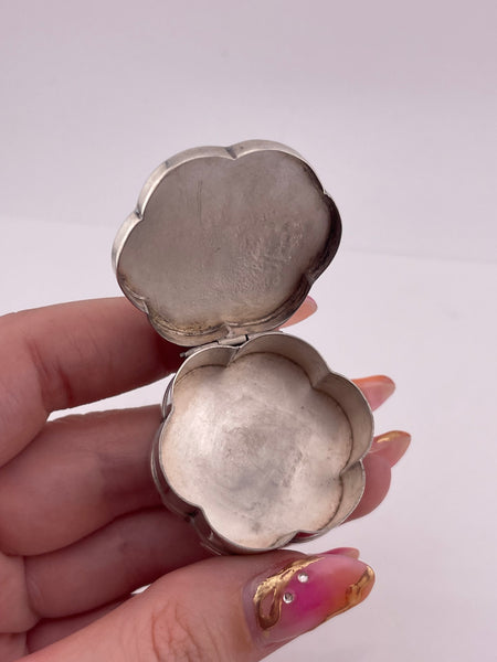sterling silver green stone compartment pill box