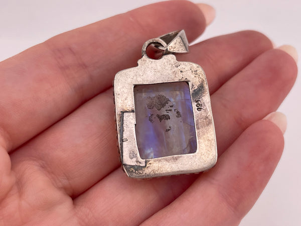 sterling silver rectangle moonstone pendant