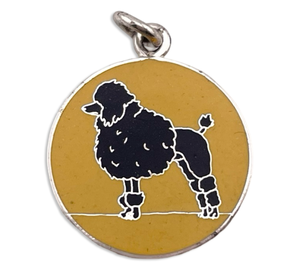 sterling silver poodle dog yellow background resin pendant