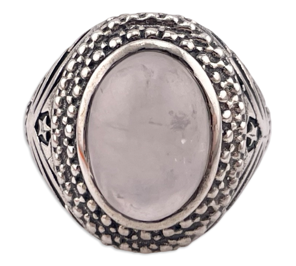 size 7.75 sterling silver rose quartz stars ring