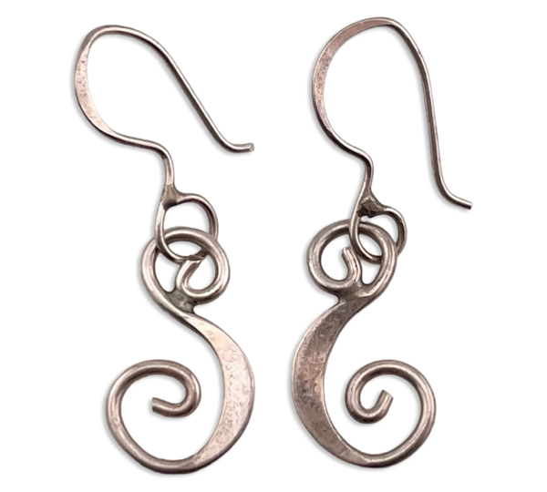 sterling silver S swirl hook dangle earrings