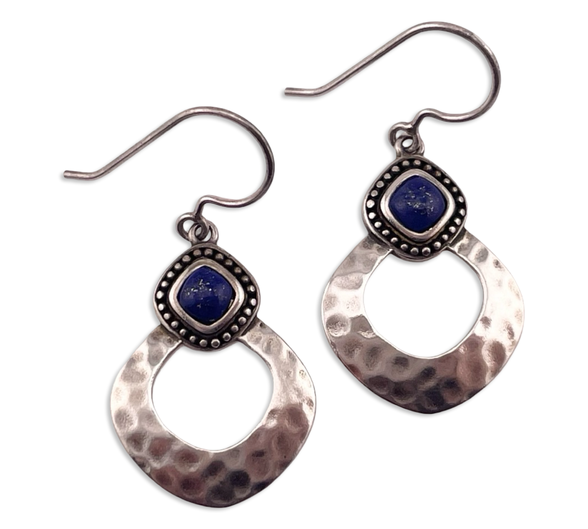 sterling silver Silpada hammered lapis hook dangle earrings