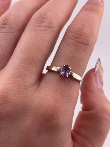 size 8.25 sterling silver faceted amethyst ring