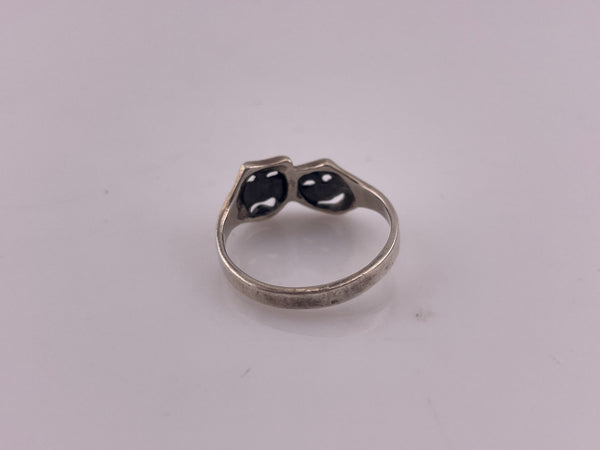 size 6.5 sterling silver comedy drama masks ring