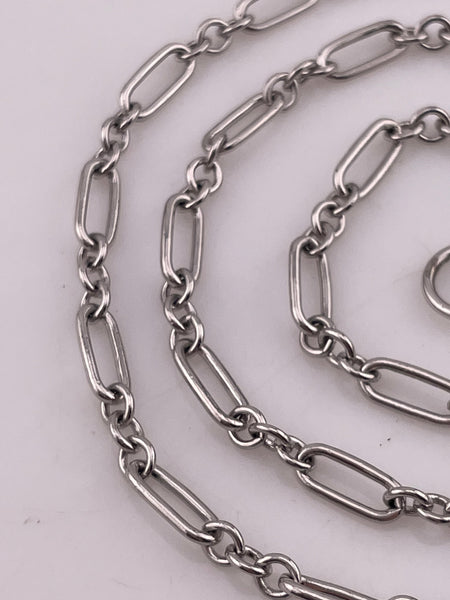 sterling silver rhodium plated 18 7/8" trombone chain link necklace