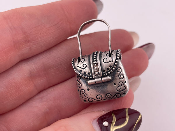 sterling silver mini purse compartment pendant ***opens***