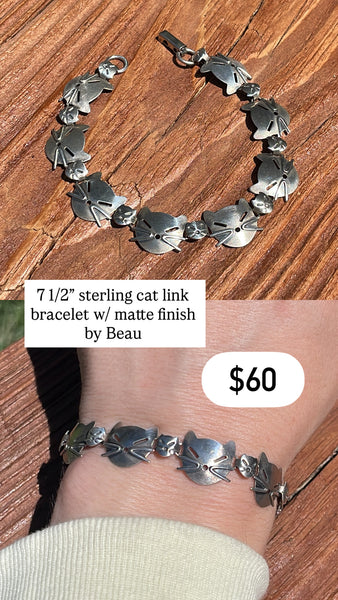 RESERVED PRIVATE LISTING -- sterling silver cat bracelet C7