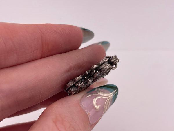 sterling silver religious Mary flower slide pendant