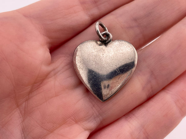 sterling silver solid heart pendant