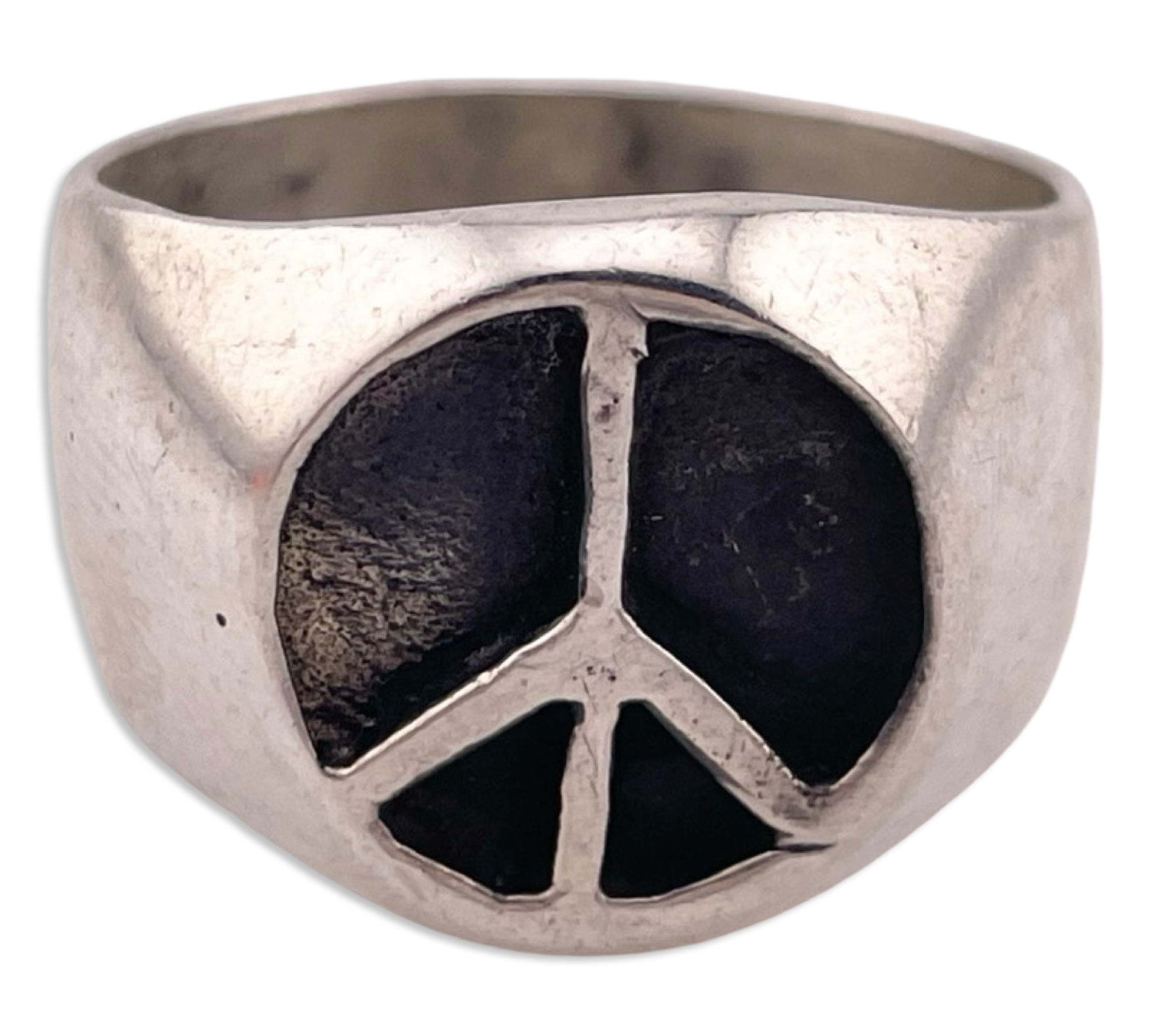 size 10.25 sterling silver peace sign ring