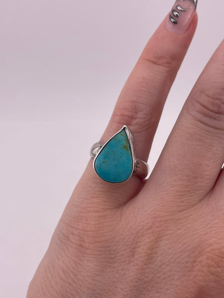 size 5.75 sterling silver turquoise tear-drop shape ring