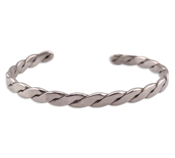 sterling silver stoneless braided cuff bracelet