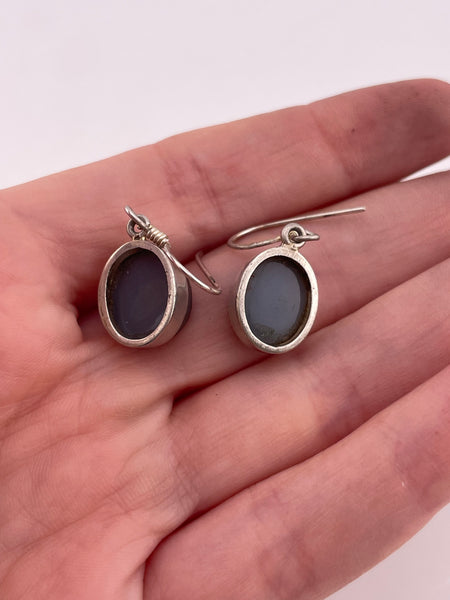 sterling silver druzy hook dangle earrings