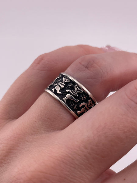size 6.75 sterling silver bear band ring