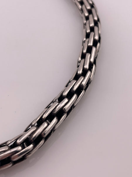 sterling silver heavy multi-rectangle barrel link chain necklace