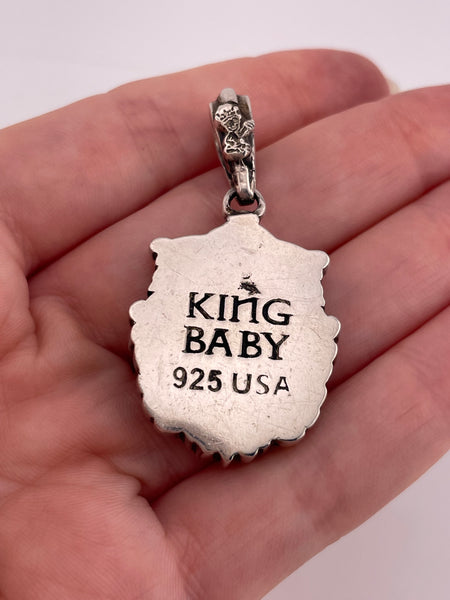 sterling silver designer King Baby stars & stripes crest shield emblem pendant