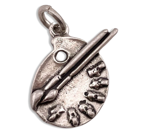 sterling silver paint brush palette pendant