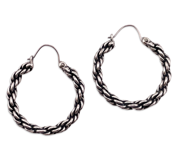 sterling silver rope chain hoop earrings ***Non-Sterling Hooks***