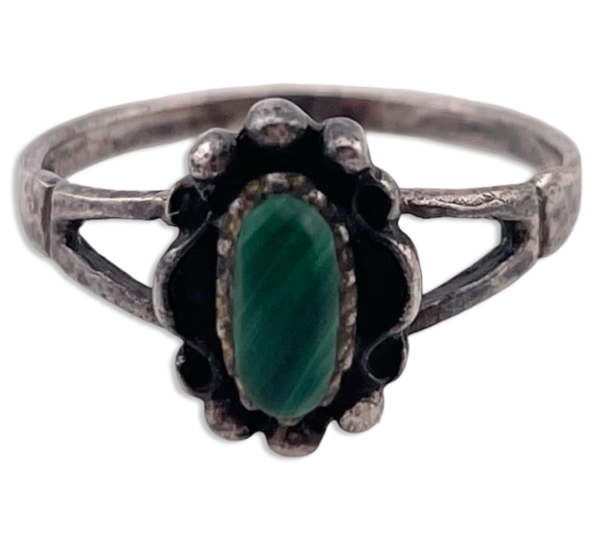 size 6 sterling silver malachite ring