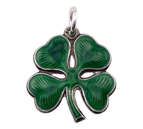 sterling silver enamel four leaf clover pendant