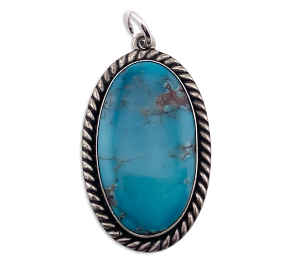 sterling silver oval turquoise pendant