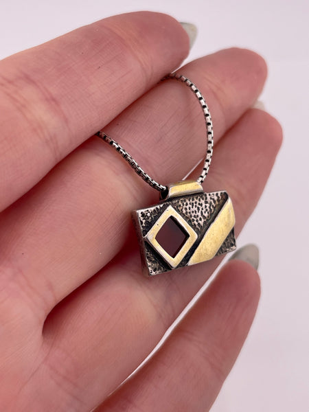 sterling silver & gold plated carnelian pendant necklace