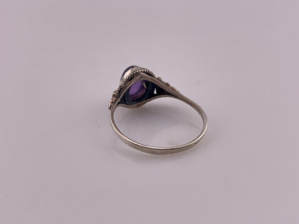 size 9 sterling silver amethyst sawtooth bezel ring