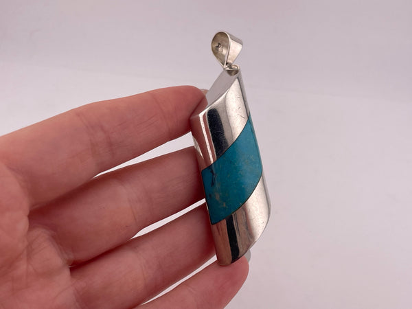 sterling silver DTR 2-7/8" stabilized turquoise pendant