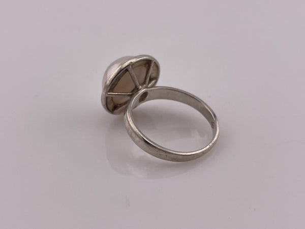 size 7.25 sterling silver faux pearl ring
