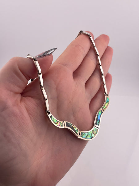 sterling silver 16-1/2" abalone necklace