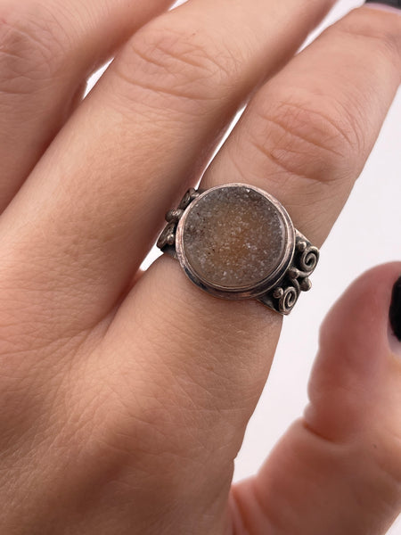 size 7.5 sterling silver druzy ring