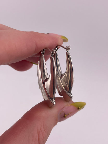 sterling silver textured puffy hoop earrings