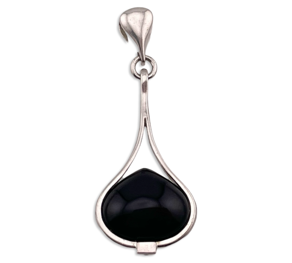 sterling silver onyx dangle spinel pendant