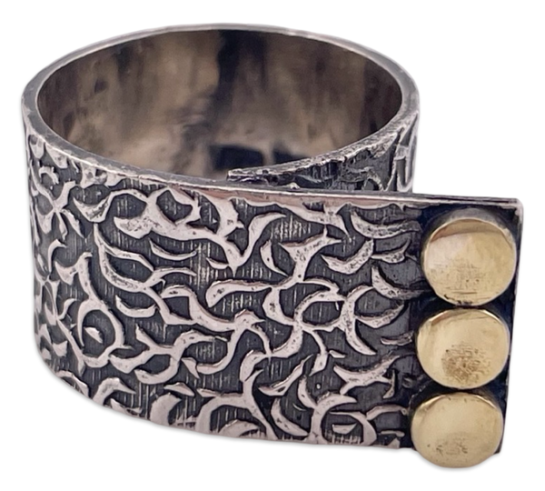 size 6.75 sterling silver & brass plating textured ring