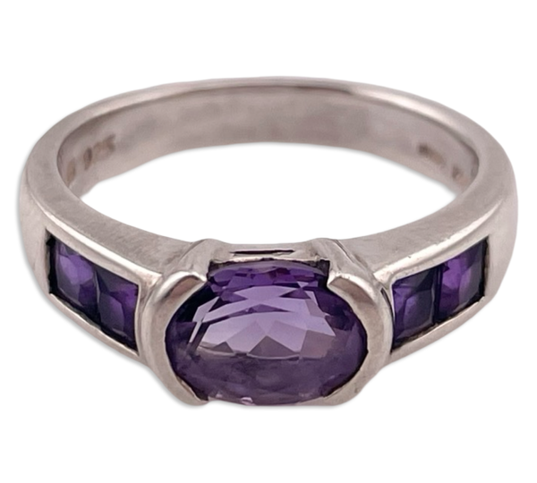 size 7 sterling silver faceted east west amethyst ring
