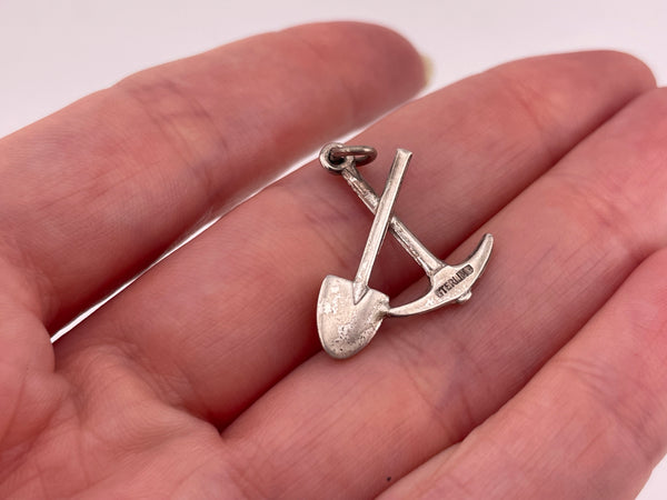 sterling silver pick axe shovel pendant