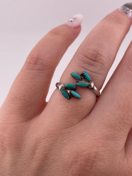 size 6.75 sterling silver turquoise bypass ring