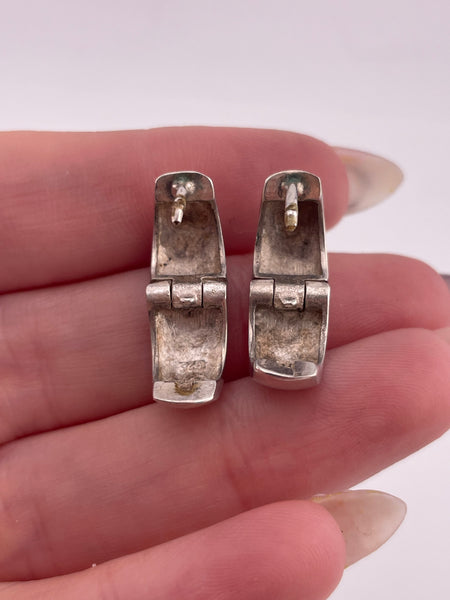 sterling silver chunky 1/2" huggie hinge hoop earrings