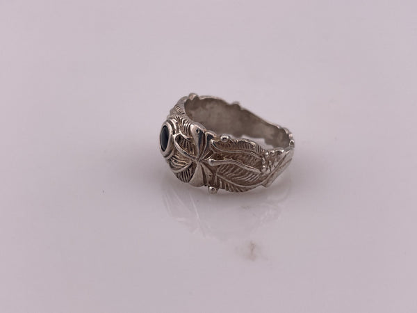 size 8.5 sterling silver onyx leaf ring