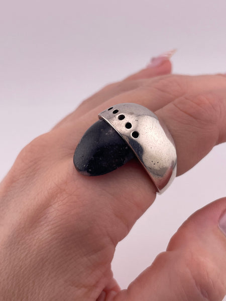 size 8 sterling silver rhodonite modernist ring