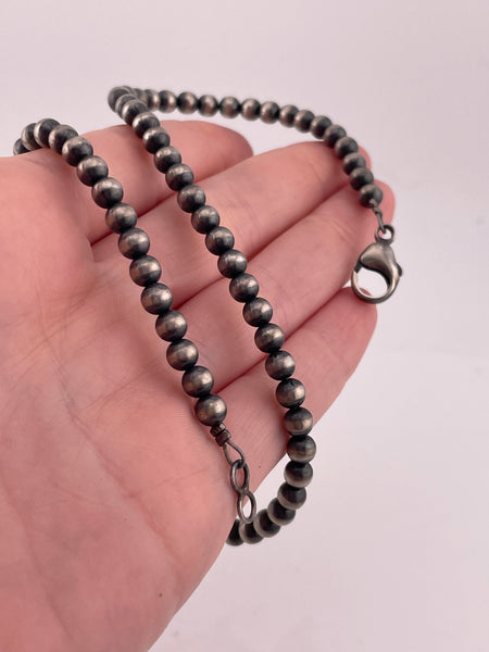 sterling silver 15-3/4" 5mm machine made pearl necklace