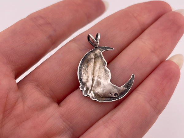 sterling silver crescent woman moon pendant