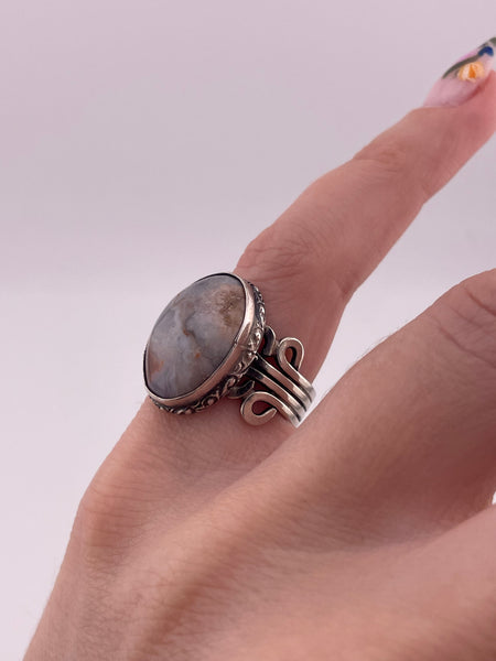 size 6 sterling silver agate ring