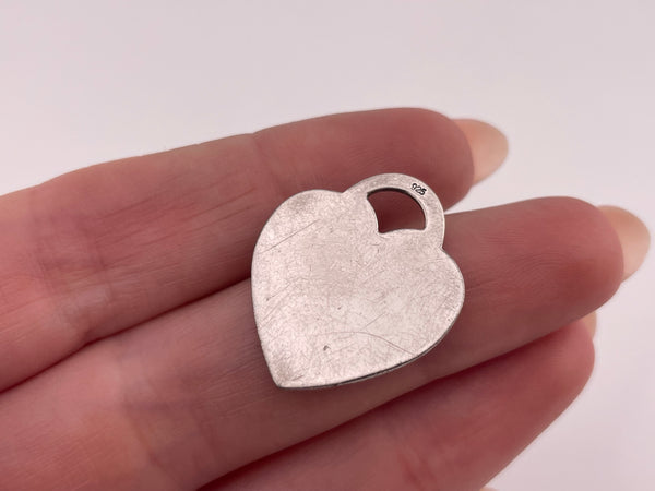 sterling silver very worn blank heart tag pendant