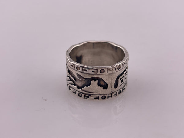 size 6.25 sterling silver & gold detailing landscape pueblo band ring
