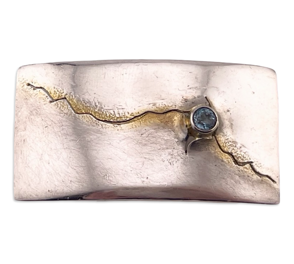 sterling silver artisan gold wash faceted topaz brooch pin