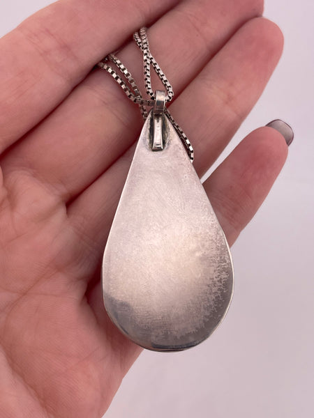 sterling silver 19-3/4" double turquoise leaf pendant box chain necklace